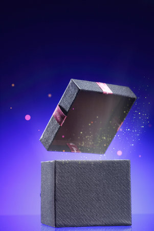 present box on the blue background