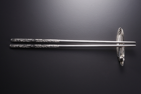 Still life of silver chopsticksの写真素材