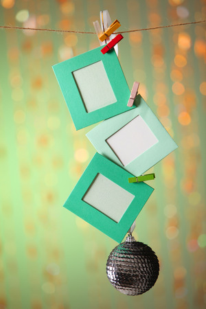 Christmas decoration hanging ornament with ribbonの写真素材