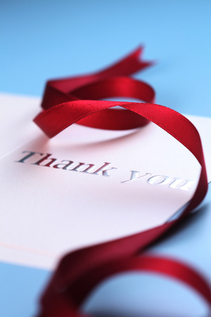 close up of the card with text Thank youの写真素材