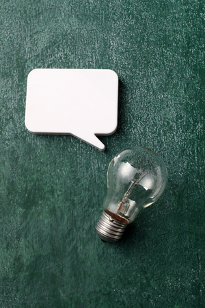 light bulb and the speech bubbleの写真素材