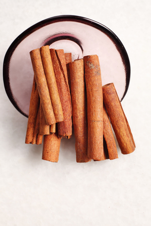 cinnamon stick on the white backgroundの写真素材