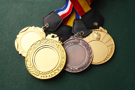 Few medals isolated blackboardの写真素材