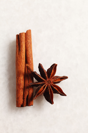 anise star and cinnamon sticksの写真素材