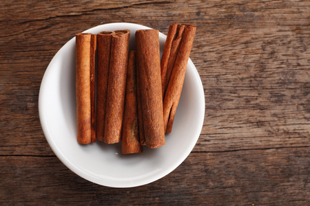 cinnamon in the white saucerの写真素材