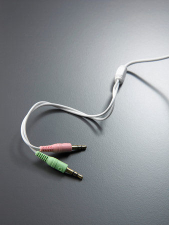 Close up headphone speaker cable