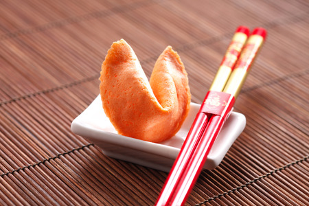 furtune cookies on the ceramic bowlの写真素材