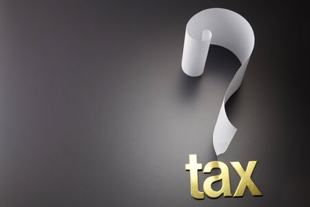 conceptual shot about doubt the taxesの写真素材