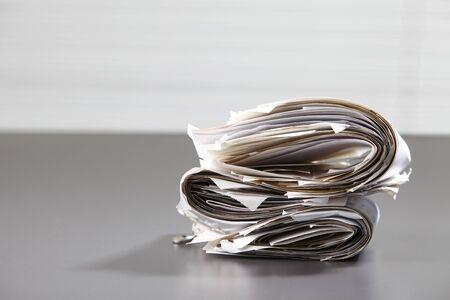 stack of the receipt on the tableの写真素材