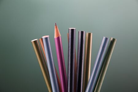 sharp pencil standing out from othersの写真素材