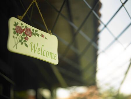 welcome sign at the gardenの写真素材