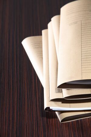 stacks of brown paper filesの写真素材