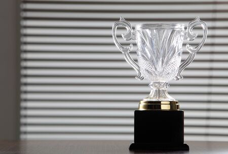 glass trophy on the table topの写真素材