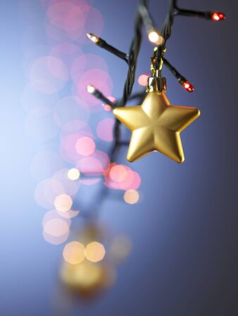 golden star shape christmas ornamentの写真素材