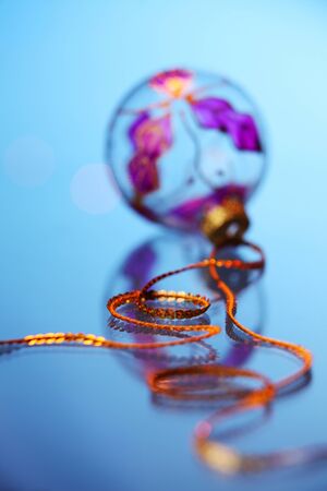 christmas decoration item on the glass tableの写真素材