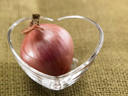 onion in a glass bowlの写真素材