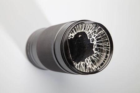 close up of the damaged lenseの写真素材