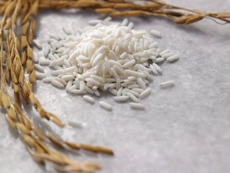 Glutinous rice on the marble tableの写真素材