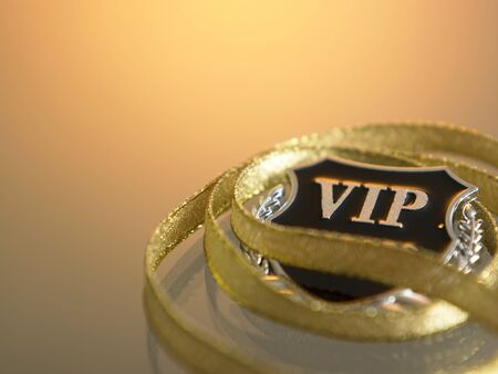 vip badge and the golden ribbonの写真素材