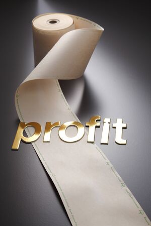 word profit and adding machine tapeの写真素材