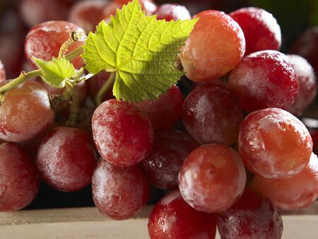 fresh grape in a wooden boxの写真素材