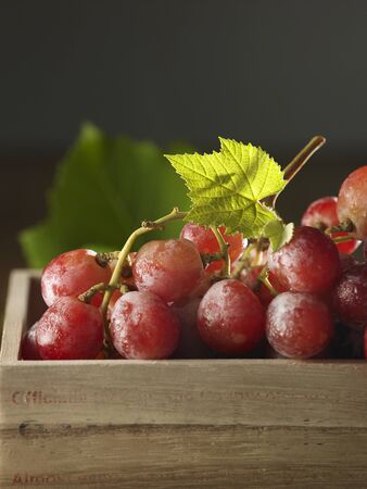 fresh grape in a wooden boxの写真素材