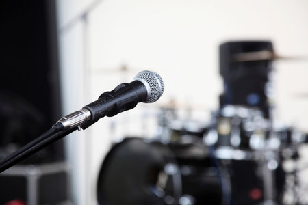 close up of the microphone at the concertの写真素材