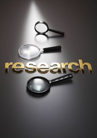 word research and magnifying glassの写真素材