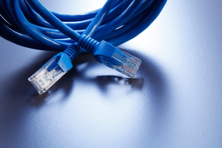 close up of the blue color network cable