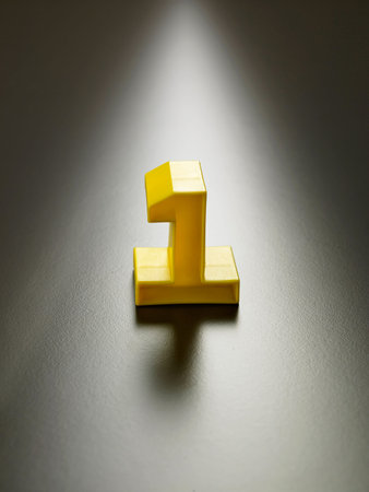 ray on big yellow number oneの写真素材