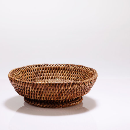 bamboo basket on the white background