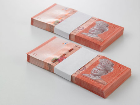 Heap of a dollar banknotes on a white background