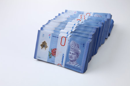Bundle of the Malaysia Ringgit in a row