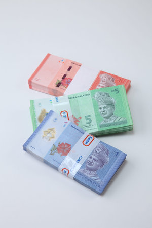 stack of the Malaysia Ringgit one,five and ten Ringgit
