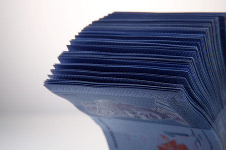Heap of Malaysia Ringgit bills close up