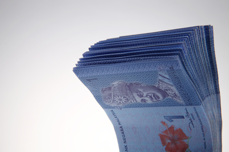Heap of Malaysia Ringgit bills close upの写真素材