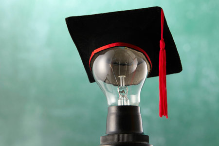 light bulb with mortar board