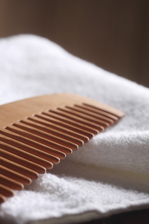 close up of the comb with towelの写真素材