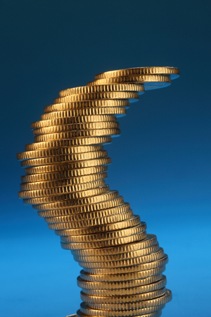 gold coin is about to collapseの写真素材