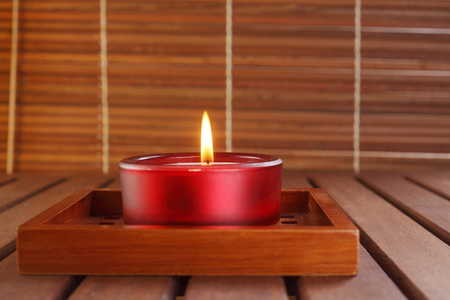 close up of the candle on the trayの写真素材