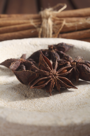 Star Anise fruit and cinnamom  for cooking.の写真素材
