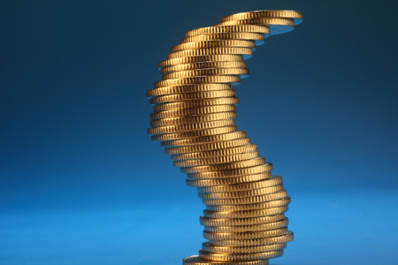 gold coin is about to collapseの写真素材