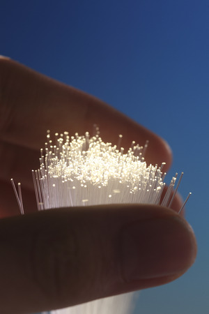 hand holding of fiber opticの写真素材