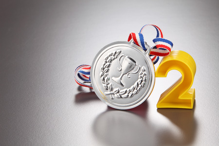 Number 2 and the silver medalの写真素材