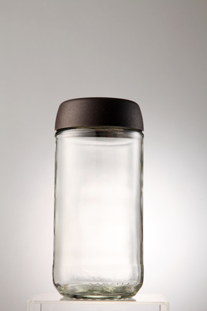 empty glass container on the white backgroundの写真素材