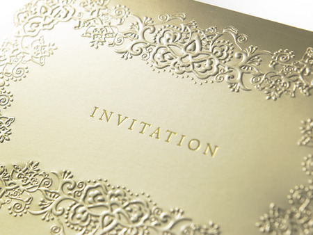 Close up of the invitation cardの写真素材