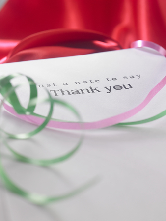 Thank you card with the ribbonの写真素材