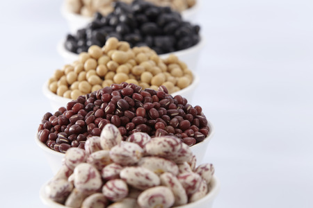assorted beans on the white backgroundの写真素材