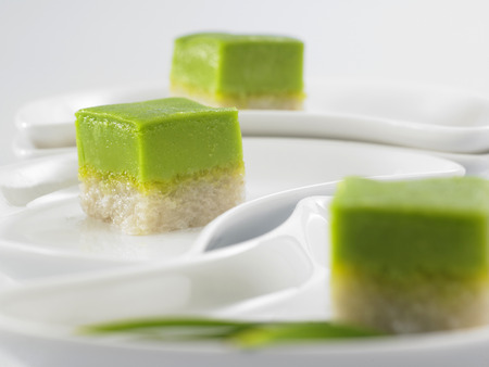 Serimuka Kuih also known as the Pandan Custard Cakeの写真素材