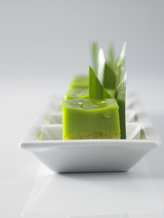Serimuka Kuih also known as the Pandan Custard Cakeの写真素材